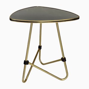 Vintage Bauhaus Side Table with Black Surface and Metal Legs, 1950s