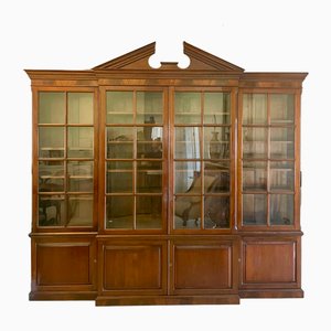 Large Antique Victorian Mahogany Breakfront Bookcase, 1880s