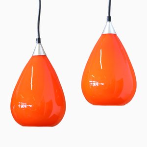 Ceiling Lamp in Orange Glass from Holmegaard, 1960s