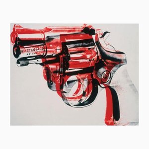Andy Warhol, Gun (negro y rojo sobre blanco), Impresión digital