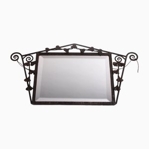 Art Deco Mirror with Metal Flower Edge, 1920s