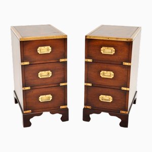 Vintage Military Campaign Style Bedside Chests, 1930, Set of 2