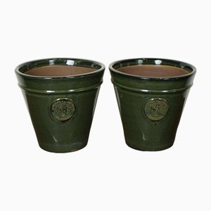 Edwardian Style Green Flower Plant Pots from Heritage Garden, Set of 2