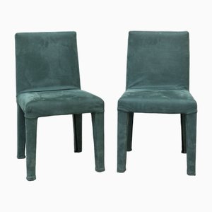 Set of Vintage Green Suede Chairs, 2010s