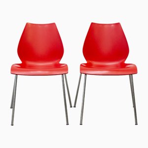 Model Maui Red Chairs by Vico Magistretti for Kartell, 1980s, Set of 2