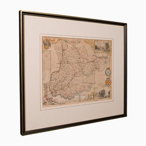 Mapa inglés antiguo de condado victoriano