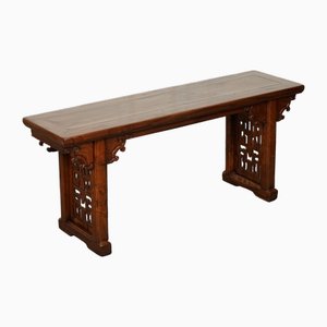 Tavolo o panca da altare cinese della fine del XIX secolo in olmo