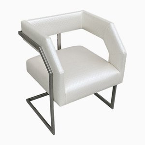 White Eco-Leather Armchair, 1980s