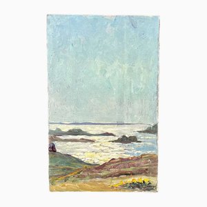 Después de Robert Leparmentier, Breton Seaside, años 20, Óleo sobre cartón