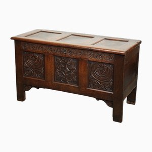 17th Century Carved Oak Trunk Chest