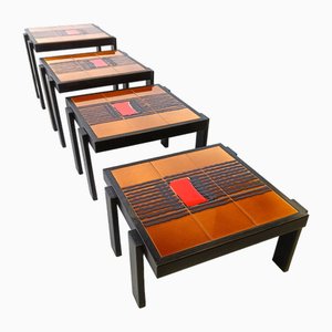 Tavolini ad incastro vintage in ceramica, anni '60, set di 4