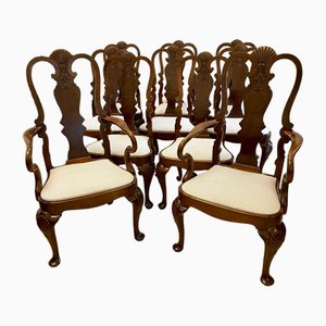 Antique Victorian Walnut Dining Chairs, 1880, Set of 10