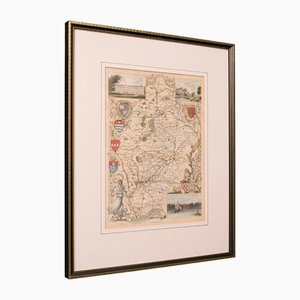 Carte Antique Encadrée du Nottinghamshire, Angleterre