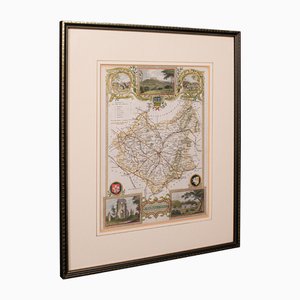 Antica mappa del Leicestershire con cornice inglese