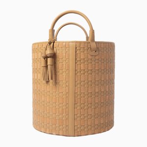 Paraty Tiras Mono Woven Leather Basket by Elisa Atheniense Home