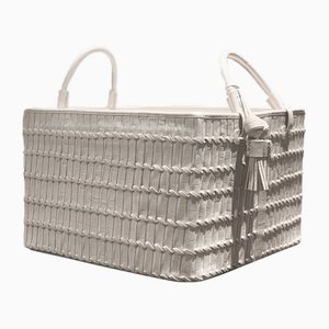 Trancoso Indochina Croco Woven Leather Basket by Elisa Atheniense Home