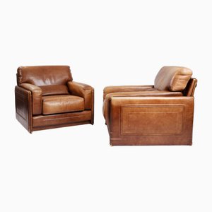Vintage Buffalo Leather Lounge Chairs from Arcon, 1970s, Set of 2