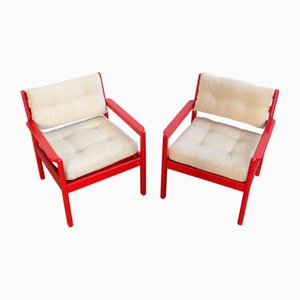 Vintage Sessel mit rotem Gestell