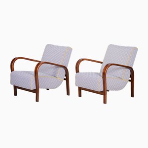 Set of Art Deco Beech Armchairs attributed to Kozelka and Kropáček for Hala, 1930s