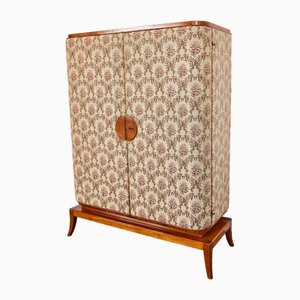 Mid-Century Modern Cherry Wood & Floral Pattern Linen Cabinet attributed to Josef Frank, Austria, 1930s