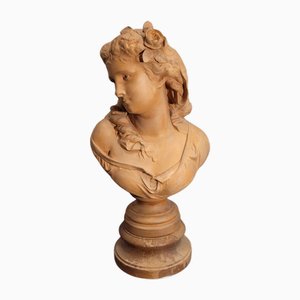 Albert-Ernest Carrier-Belleuse, Busto de mujer, del siglo XIX, Terracota