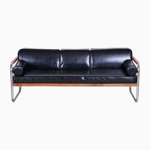 Bauhaus Sofa in Beech & Leather attributed to Thonet, 1930s