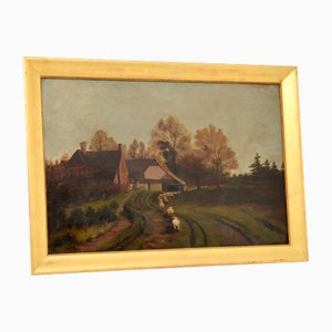 Artista victoriano, paisaje, década de 1860, óleo sobre lienzo, enmarcado