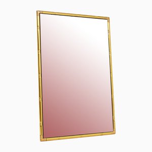 Vintage Brass & Faux Bamboo Mirror, 1970s