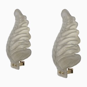 Mid-Century Modern Murano Glass Gold Leaf Sconces in the style of Barovier & Toso, 1980, Set of 2