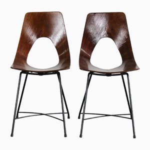 Ariston Stühle aus Sperrholz & Metall von Saporiti für Augusto Bozzi,1950er, 2er Set