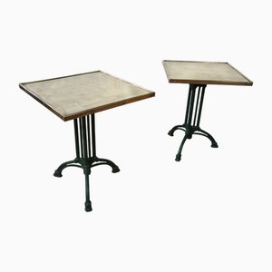 Table de Bistrot du Début du 20ème Siècle avec Plateau en Laiton, 1890s