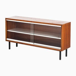 Small Sideboard with Glass Doors and Iron Square Legs, Spain, 1960s