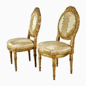 Louis XVI French Giltwood Chairs from Maison Jansen, 1890s, Set of 2