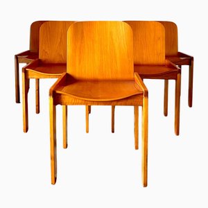 Walnut and Cherry Living Room Chairs from Molteni, Italy, 1970s, Set of 6