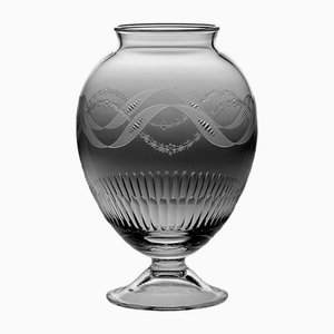 Italian Neoclassical Style Crystal Vase with Festoon Engravings, 1983