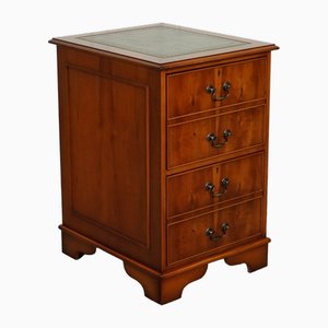 Yew Gold Embossed Green Leather Top Filling Cabinet Made by Brights of Nettlebed
