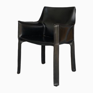 Leather 413 Cab Armchair by Mario Bellini for Cassina. 1970s