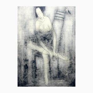 Sergei Timochow, Desnudo en una silla, 2009, Técnica mixta y Monotype sobre papel