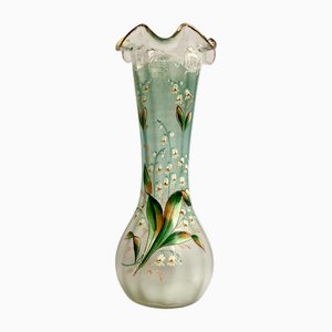 Early 20th Century Art Nouveau Enamel & Glass Lily Vase, France, 1930s