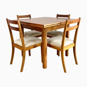 Mid-Century Teak Tisch und Stühle, 5 Set