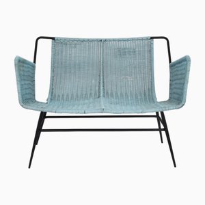 Architectonic Outdoor Love Seat Sofa in Woven Plastic by Gastone Rinaldi for Rima, 1960s