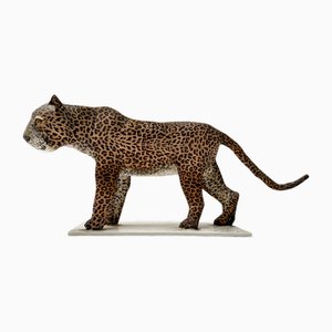 Bert Van Oers, Escultura moderna Mid-Century de un leopardo, años 80, Papier Mache