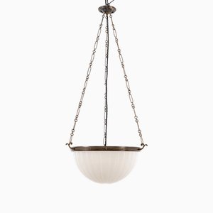 14 Plafonnier Deckenlampe aus Mondsteinglas, 1920er