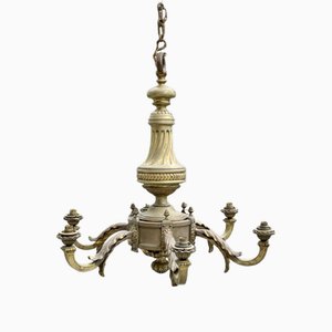 Lámpara de araña de bronce con 6 luces de finales del siglo XIX