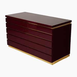 Burgundy Chest of Drawers by Jean Claude Mahey