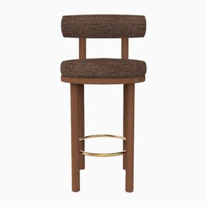 Collector Modern Moca Bar Chair in Tricot Brown Fabric and Smoked Oak by Studio Rig