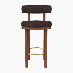 Collector Modern Moca Bar Chair in Tricot Dark Brown Fabric and Smoked Oak by Studio Rig