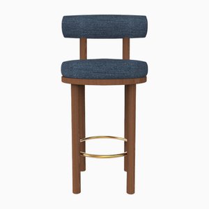 Collector Modern Moca Bar Chair in Tricot Dark Seafoam Fabric and Smoked Oak by Studio Rig
