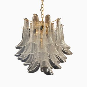 Lámpara de araña Selle de cristal de Murano transparente y oro de 24 k