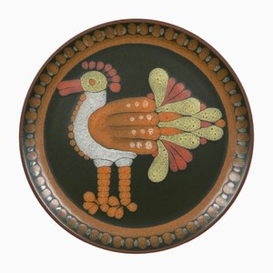 Deutscher Vintage Keramik Wandteller mit Vogel Design von Keramik Manufaktur Kupfermühle, 1970er